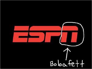 gamefreaksnz:
 cannotunsee:
 Cannot Unsee: Boba Fett in the ESPN logo (via littleboneslou)
 