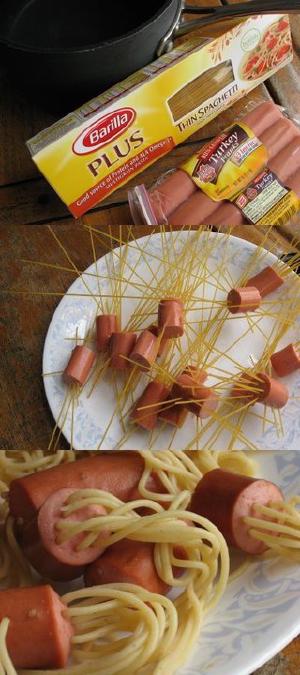 Spaghetti and frankfurters: