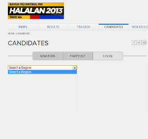 What’s up with the drop down list on the #Halalan2013 website?