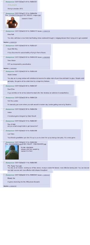 Posted on r/gaming: [4chan] Remove one letter from a vg title and write a synopsis 