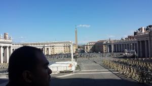 View of St. Peter's Square from the Basilica entrance.