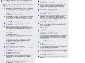 As I mentioned in a separate thread, one of the things that I find most scary is the fanaticism and unquestioning loyalty of the Duterte supporters online. The attached photo is a sampling of comments in Carlos Conde’s post that contained links to reports from various international organisations regarding the DDS killings. (Carlos Conde’s original post: https://www.facebook.com/carlosconde.ph/photos/a.527960643942515.1073741825.136793129725937/943857712352804/?type=3)
The comments read worse than a Youtube comments section, with responses typically:
 assuming anyone who is against their candidate is automatically either a criminal or a paid hack advocating murder and/or rape or some other form of violence against anyone who disagrees pointing to other problems (saf44/mamasapano) as if the existence of those problems makes this one any less problematic assuming it’s a demolition job meant to derail Duterte’s campaign (which would be more believable)  I’m not saying all Duterte supporters are like this, but his campaign isn’t going to garner much support from social media moderates like me if majority of the supporters argue in this manner.