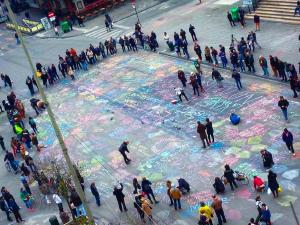 ‘People in Brussels are coming out to write messages of love in the streets.’ http://imgur.com/gallery/bZDIEJU