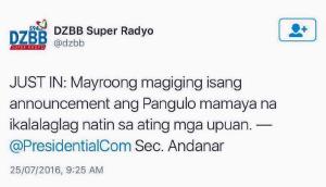 Hype! But hopefully it doesnt involve any sort of killing
Quoted kingdelrosario's tweet:   Guess we have to wear our seat belts then. Wala na ba income tax Duterte? :P #DU30UnangSONA #Du30SONA2016 #SONA2016  