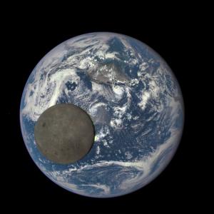The moon passed between @NASA climate observatory and the earth. Almost unbelievable that this is a real photo