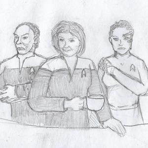 I tried drawing some of the Star Trek Voyager crew. It was… difficult #sketchdaily