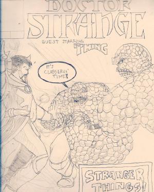 Today’s #sketchdaily theme was “Stranger Things”, but I hadn’t seen it yet so I made this strange #marvel comic cover thing instead