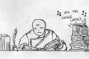 Even monks listen to the radio #sketchdaily #inktober