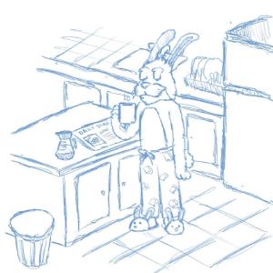 Rabbits in the morning #sketchdaily Would it be weird if humans wore slippers with human heads?