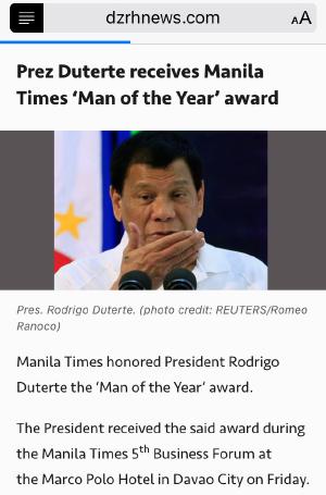 Duterte: As a matter of principle, I do not accept awards.
Also Duterte: