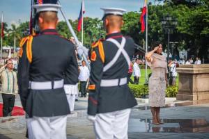 I bet the real reason the president was absent was because he didnt want to offend China
Quoted ifyouseekkae's tweet:   Remember this day: June 12, 2017.
A woman standing, leading our Independence Day celebration because a man needs his sleep.
 