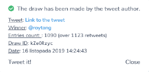 Oh wow! This is awesome! Thanks!! I’ve replied to your DM :)
Quoted urlichmtg's tweet:   We have a winner! @roytang wins 10.000 gems in #MCVI giveaway edition! Congratulations to @roytang, and big thank you to everyone who participated!
The next edition of 10.000 gems giveaway for my lovely followers will be around #MythicChampionshipVII three weeks from this tweet! https://twitter.com/urlichmtg/status/1191379585356709895
 
