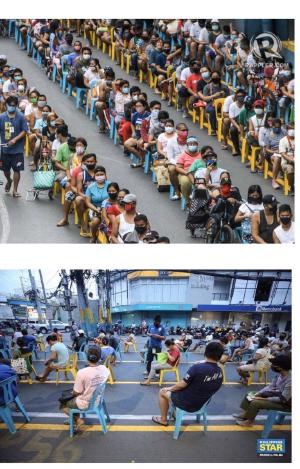 A lesson in perspective. Two photos of the same subject on the same day, the line going into Muntinlupa public market. The top photo drew harsh criticism against Muntinlupa LGU. The bottom photo earned praise. Lesson: do not react on impulse. Try to get other angles of an issue.