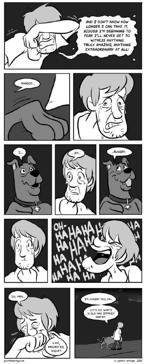 A Shaggy and dog story
http://portsherry.com/comic/a-shaggy-and-dog-story/
Phew! My longest comic yet!