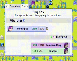 Some friends and I have been playing this web-based version of Advance Wars: https://awbw.amarriner.com/
Today, after so many turns and back and forths I finally managed to win a free-for-all game, it was the first one we started, 10 days ago. (I also lost a 4p FFA before this lol)